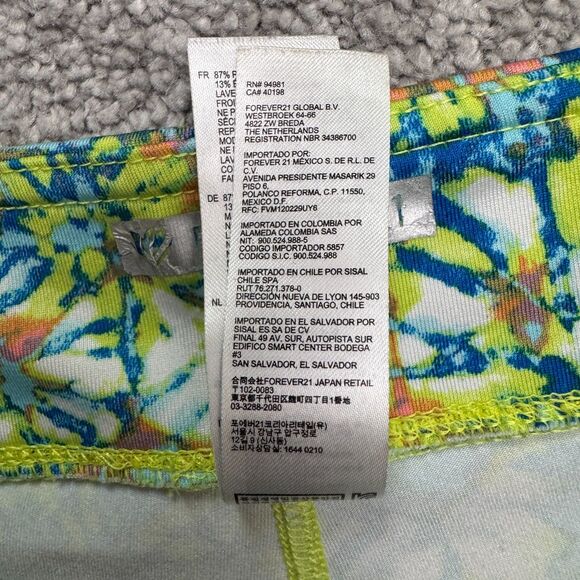 Forever 21 Tie-Dye Compression Shorts Womens Small Neon Green Blue Pink Active - Picture 6 of 11